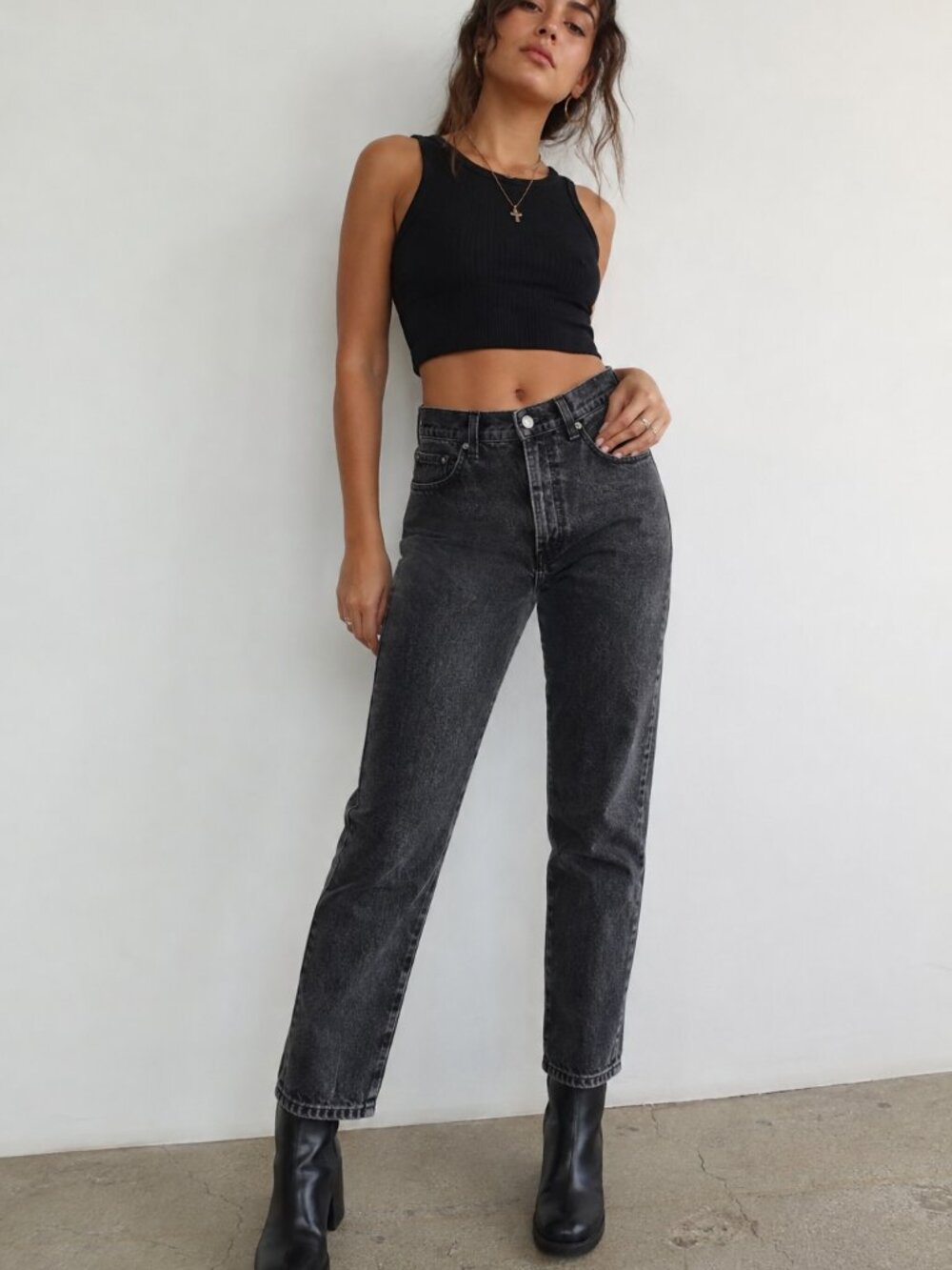 Vintage Bongo Jeans Women’s 13 Black Acid Wash High Rise Mom Jeans USA 27